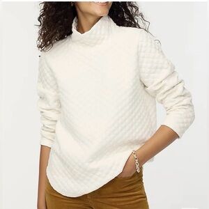 J. Crew Quilted mockneck pullover New Ivory